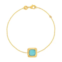 Bracelet plaqué or jaune amazonite 18 cm.