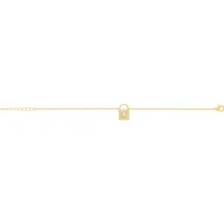 Bracelet plaqué or jaune cadenas et zirconias 19cm