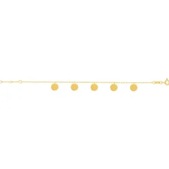 Bracelet plaqué or jaune, disques en pampille 18 cm