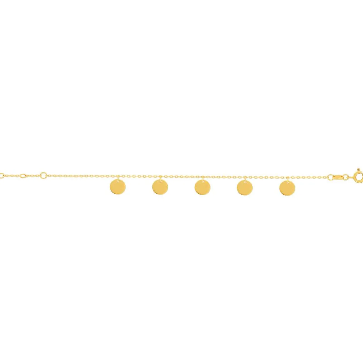 Bracelet plaqué or jaune, disques en pampille 18 cm