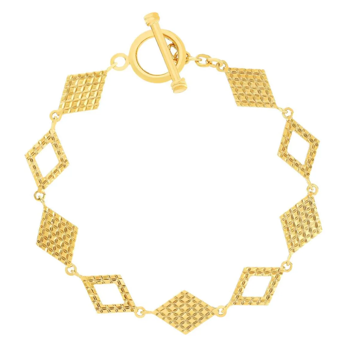 Bracelet plaqué or jaune losanges 18cm