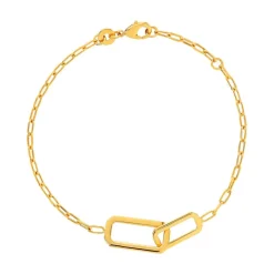 Bracelet plaqué or jaune, maille trombone, 18 cm