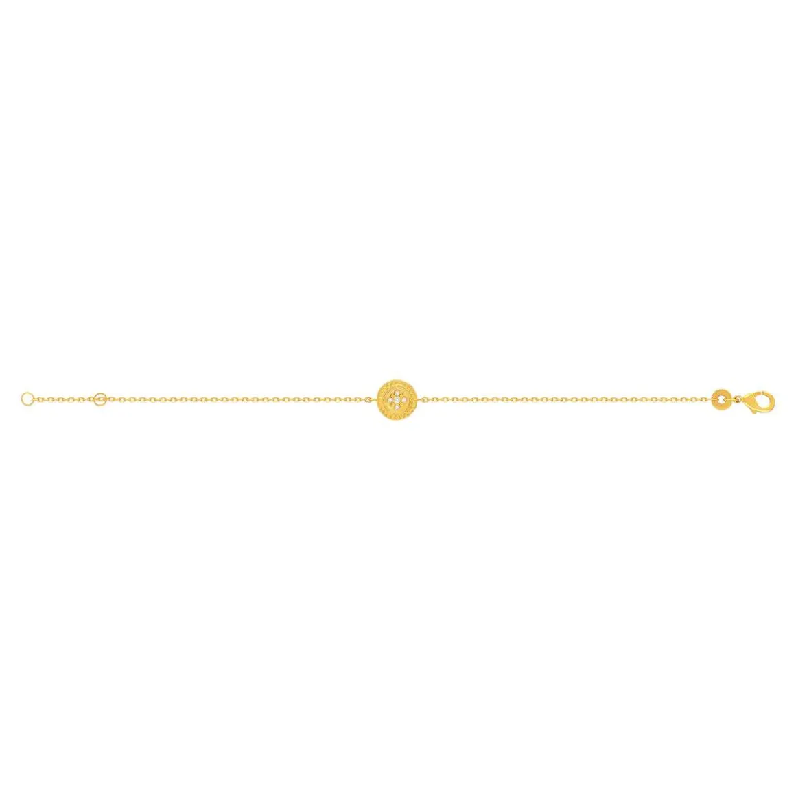 Bracelet plaqué or jaune médaillon perlé zirconias 18 cm