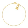 Bracelet plaqué or jaune motif cadenas, zirconia 18 cm