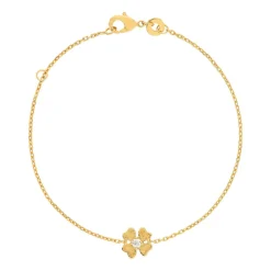Bracelet plaqué or jaune, motif fleur zirconia 18 cm