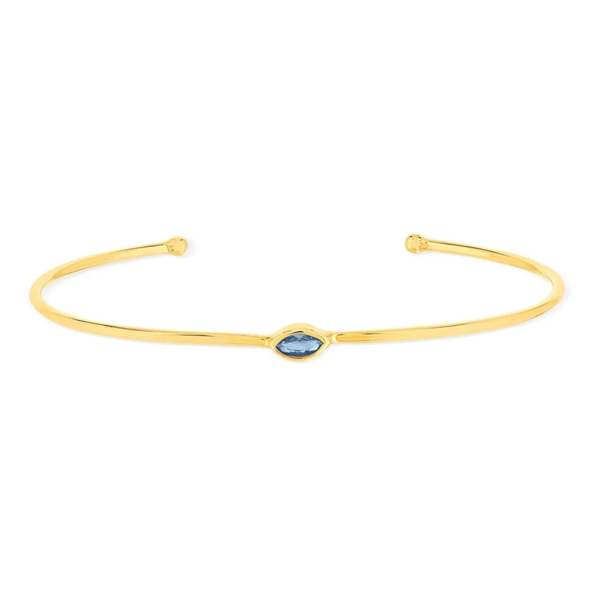 Bracelet plaqué or jaune pierre synthetique bleue 58 mm