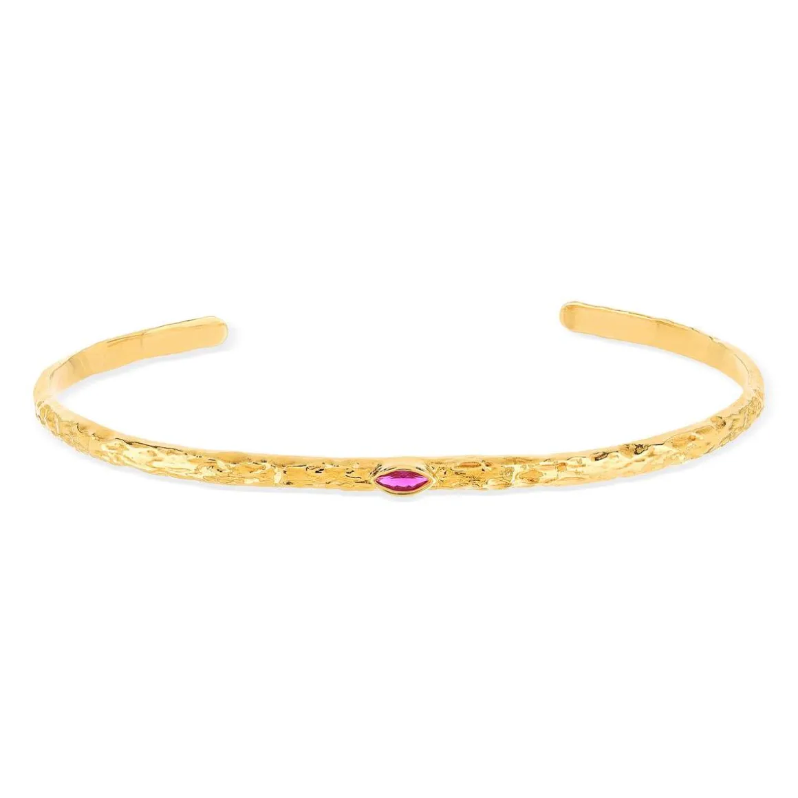 Bracelet plaqué or jaune pierre synthétique rouge