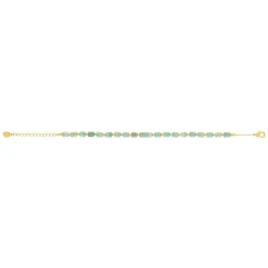 Bracelet plaqué or jaune quartzites verts 16 à 19.5 cm