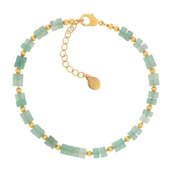 Bracelet plaqué or jaune quartzites verts 16 à 19.5 cm