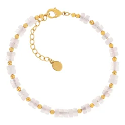 Bracelet plaqué or jaune quartz rose 19.5 cm
