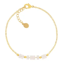 Bracelet plaqué or jaune quartz rose 16 à 18 cm