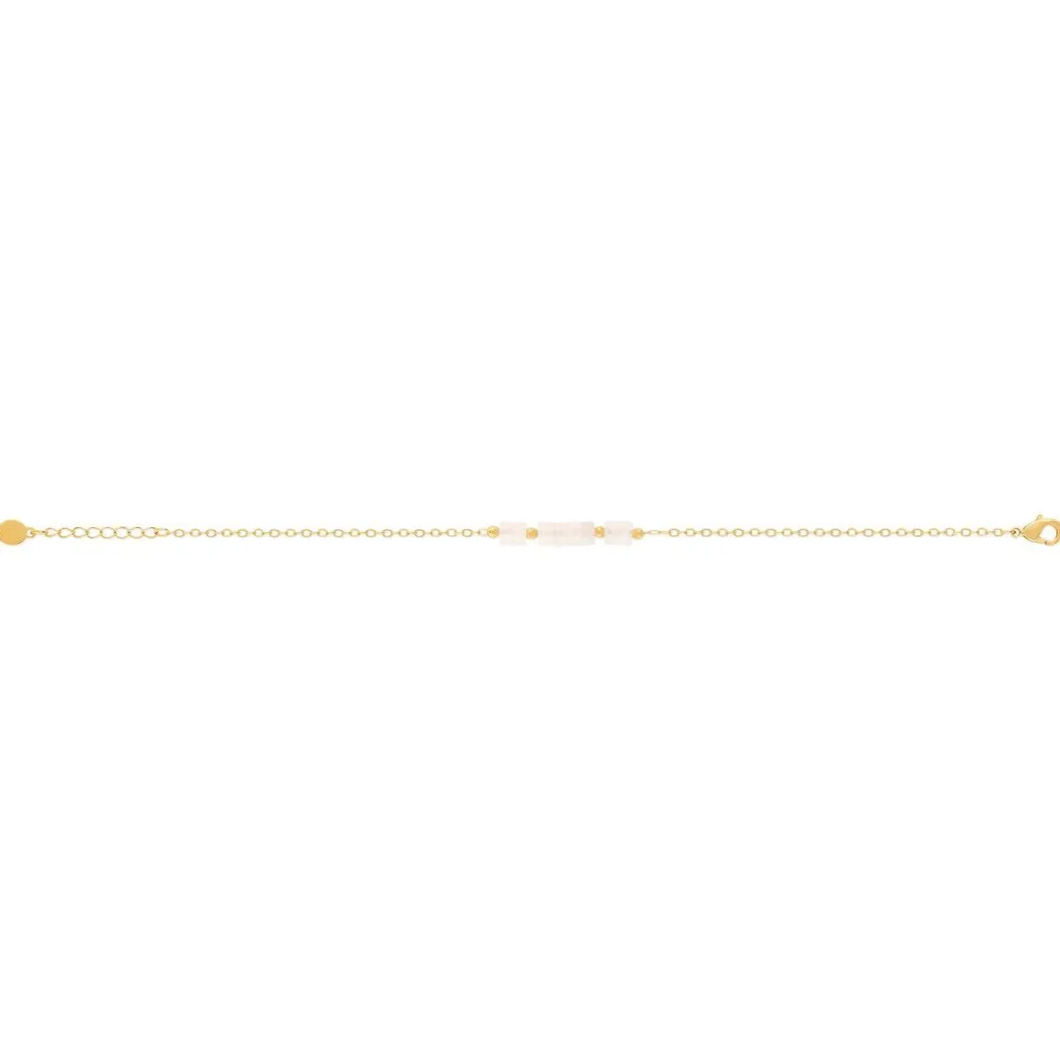 Bracelet plaqué or jaune quartz rose 16 à 18 cm