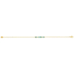 Bracelet plaqué or jaune quartzites verts 16 à 18 cm