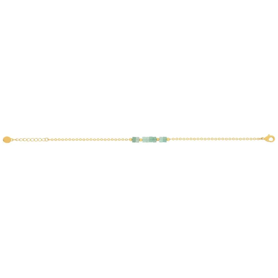 Bracelet plaqué or jaune quartzites verts 16 à 18 cm