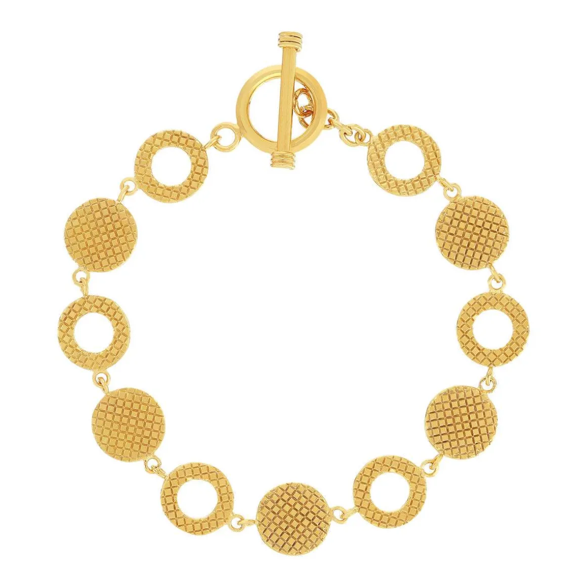 Bracelet plaqué or jaune ronds 18,5cm