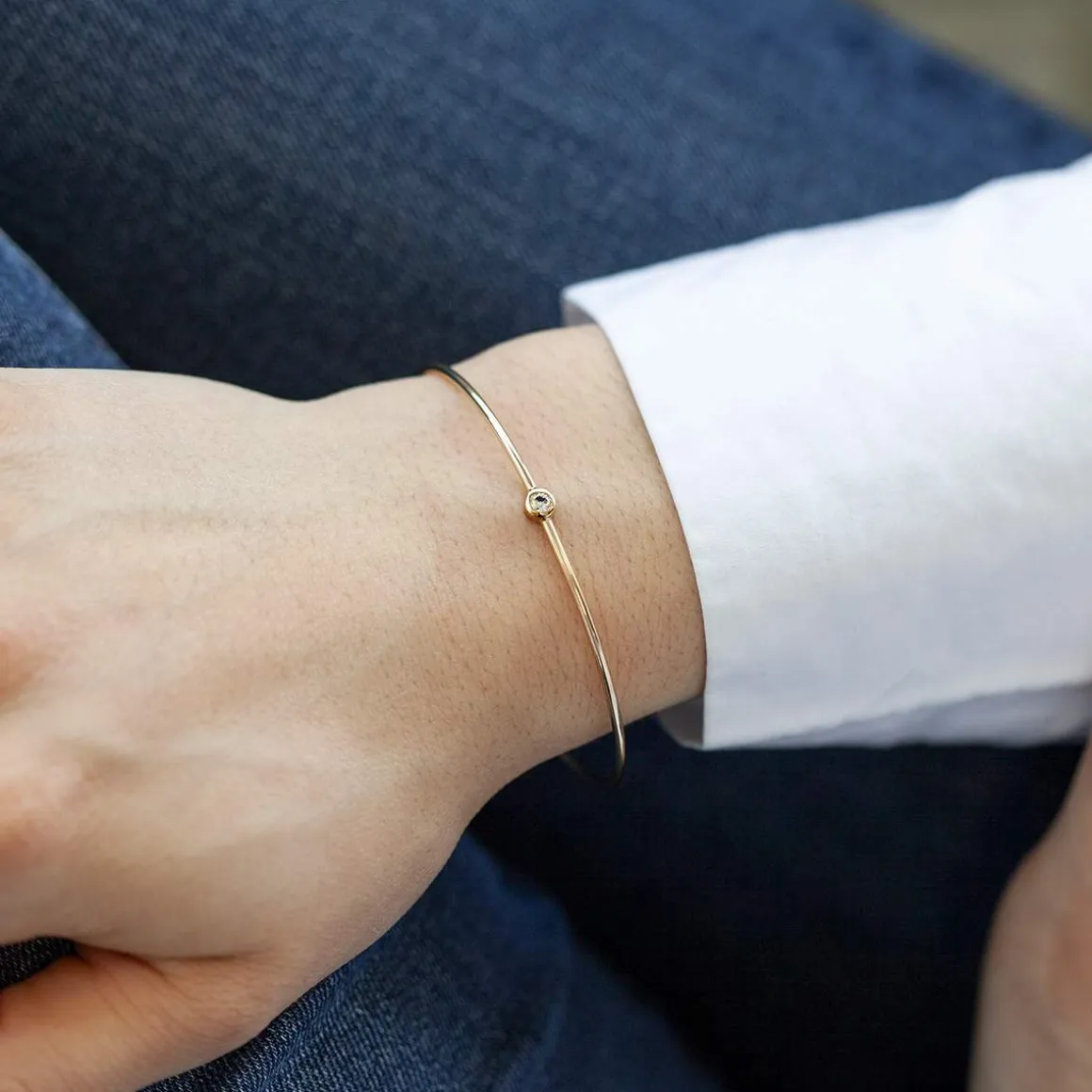 Bracelet plaqué or jaune zirconia 58 mm