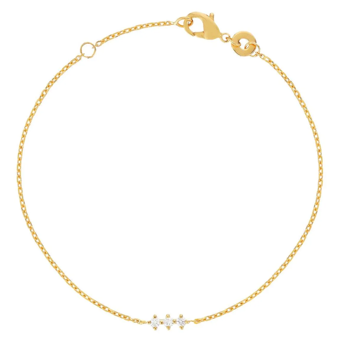 Bracelet plaqué or jaune zirconias 18 cm