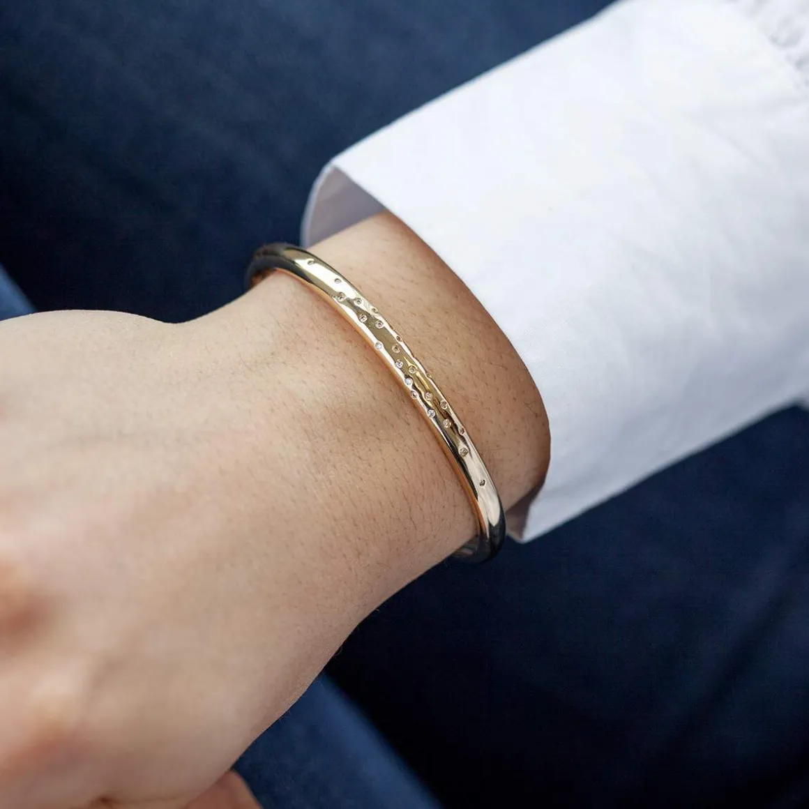 Bracelet plaqué or jaune zirconias 58 mm