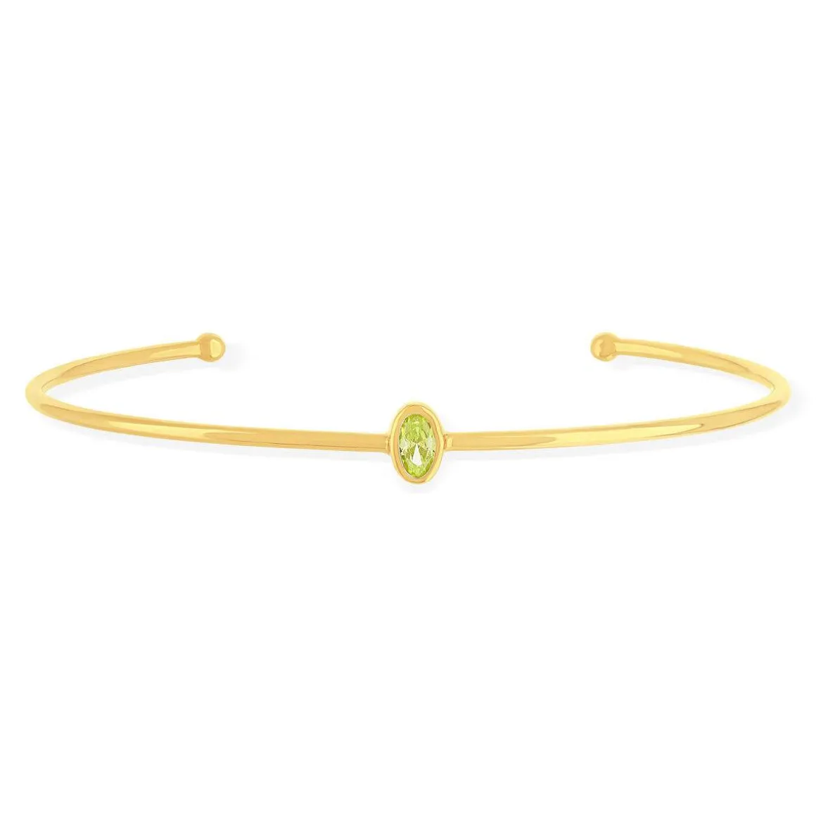Bracelet plaqué or jonc pierre synthétique verte