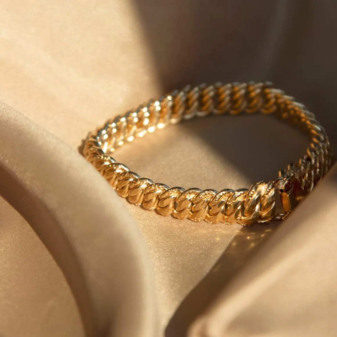 Bracelet plaqué or maille américaine 21 cm