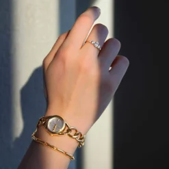 Bracelet plaqué or maille cobra ronde 19 cm.