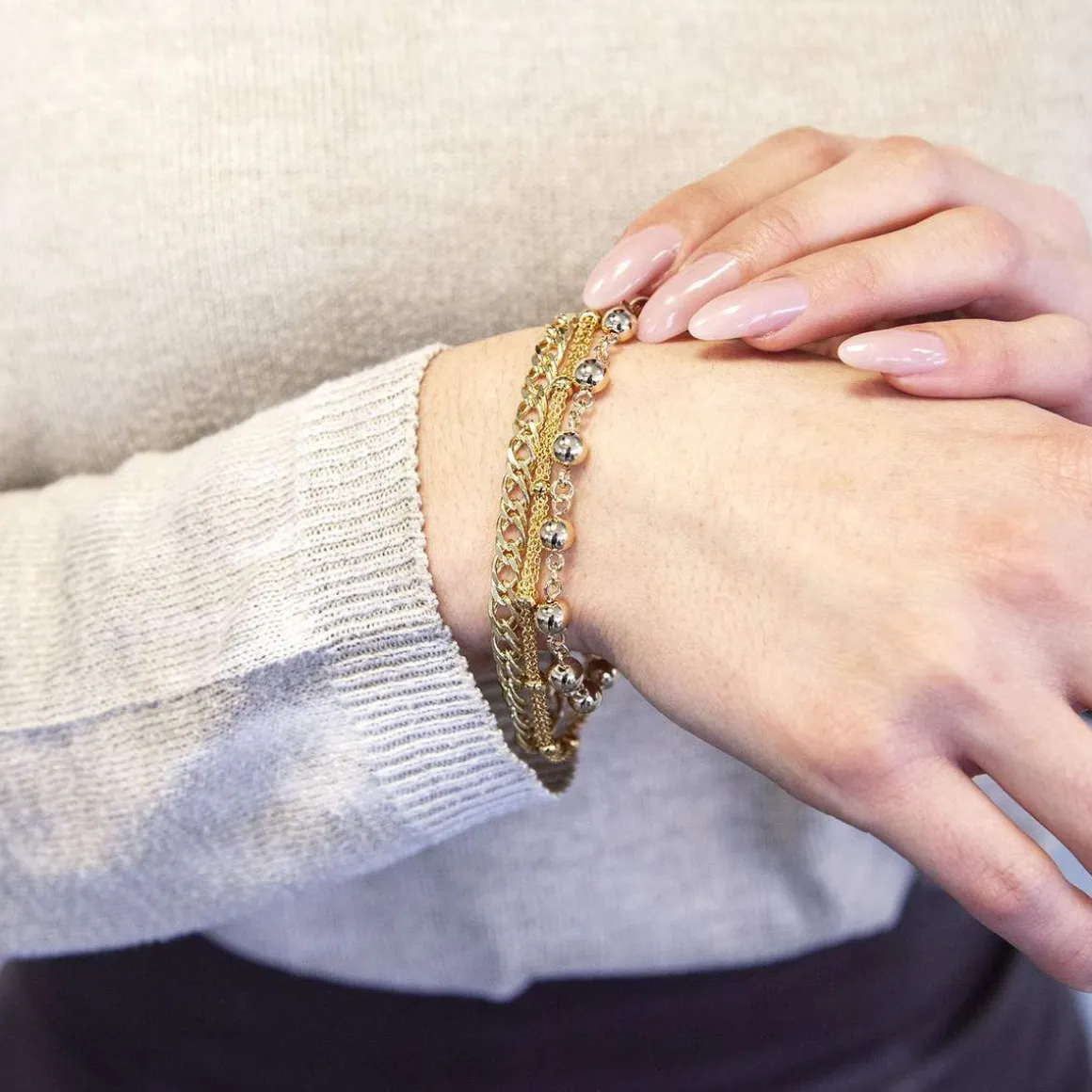 Bracelet plaqué or maille fantaisie 19 cm