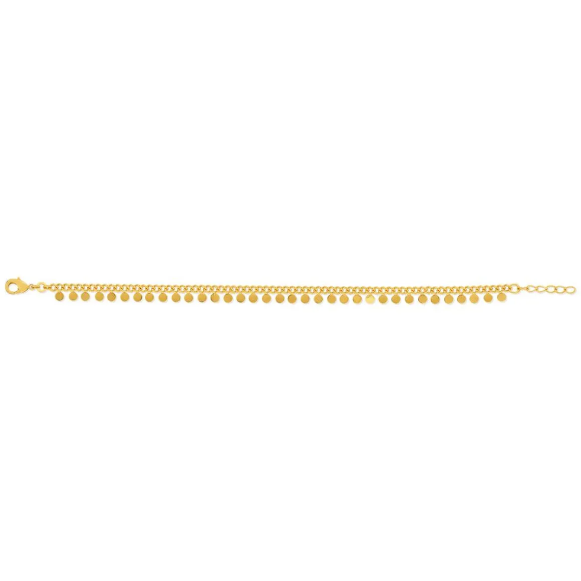 Bracelet plaqué or maille fantaisie pampilles 17,5 cm