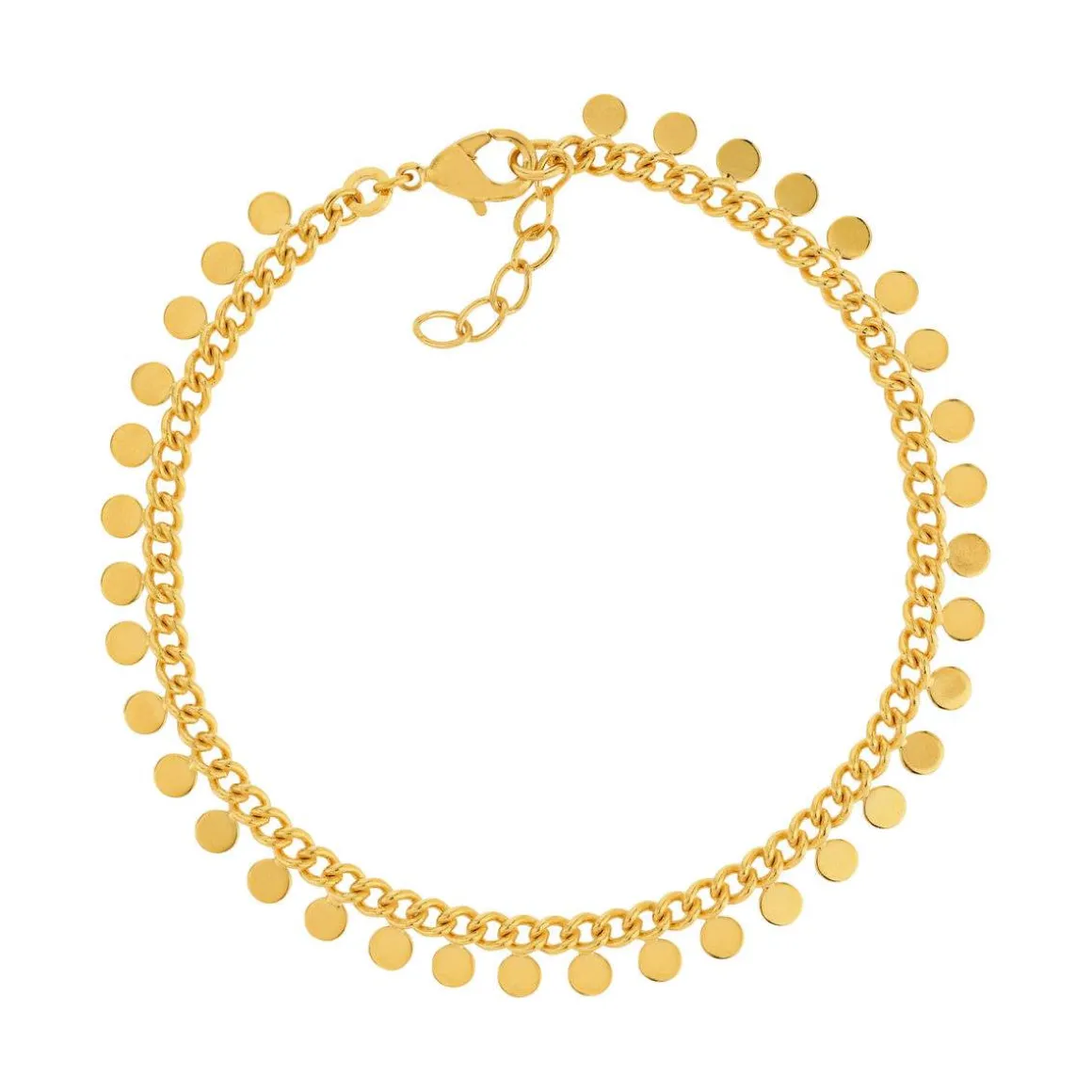Bracelet plaqué or maille fantaisie pampilles 17,5 cm
