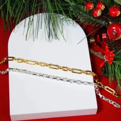 Bracelet plaqué or maille forçat allongée 19 cm