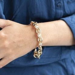 Bracelet plaqué or maille grain de café 20 cm