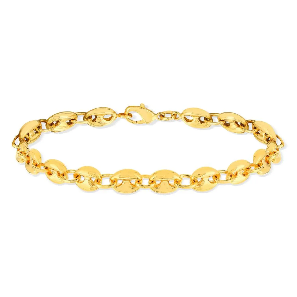Bracelet plaqué or maille grain de café 21 cm