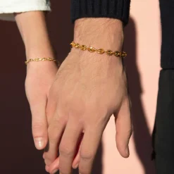 Bracelet plaqué or maille grain de café 21 cm