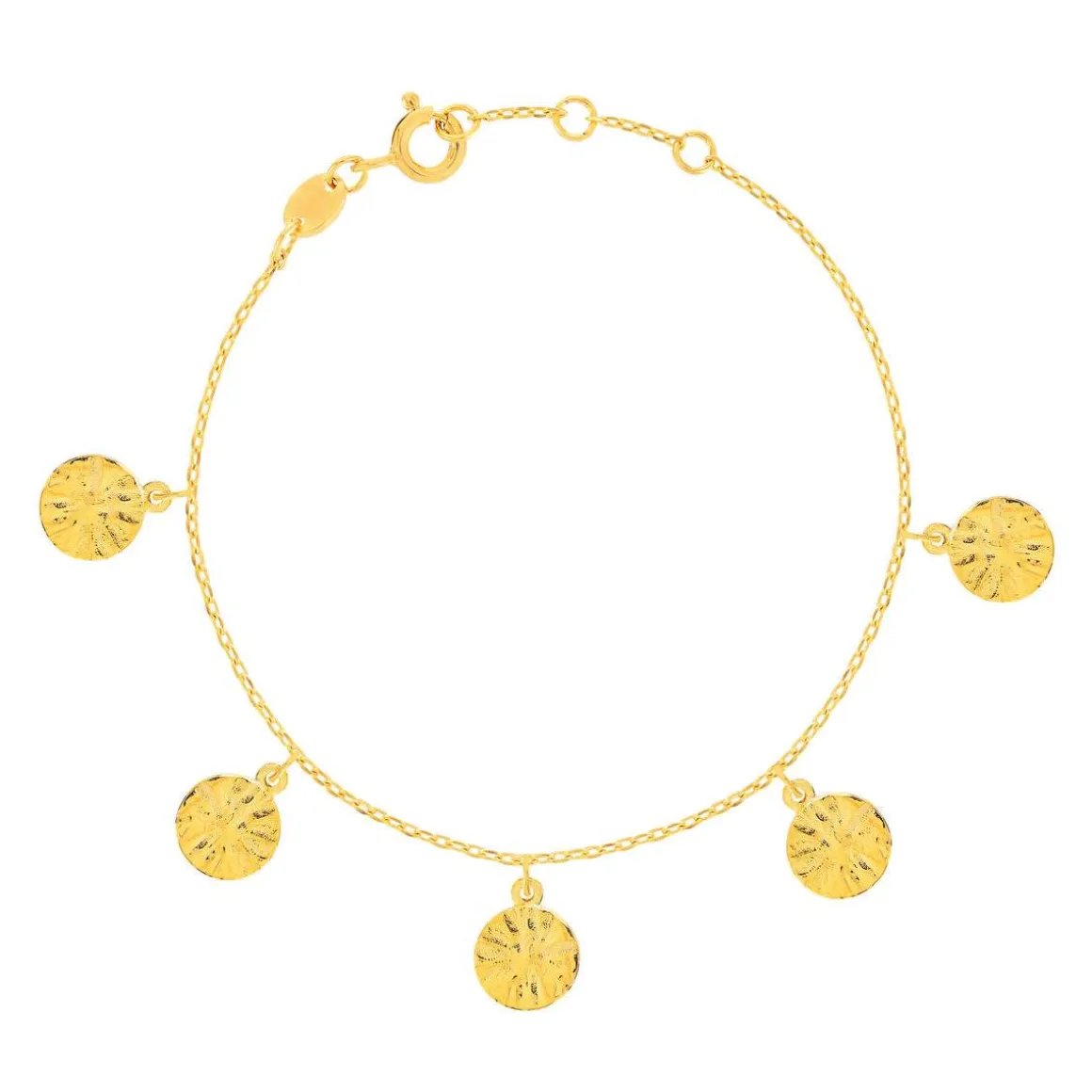 Bracelet plaqué or médailles martelées 18 cm