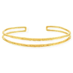 Bracelet plaqué or 60 mm effet martelé