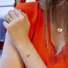 Bracelet plaqué or motif coeur et serrure 18 cm