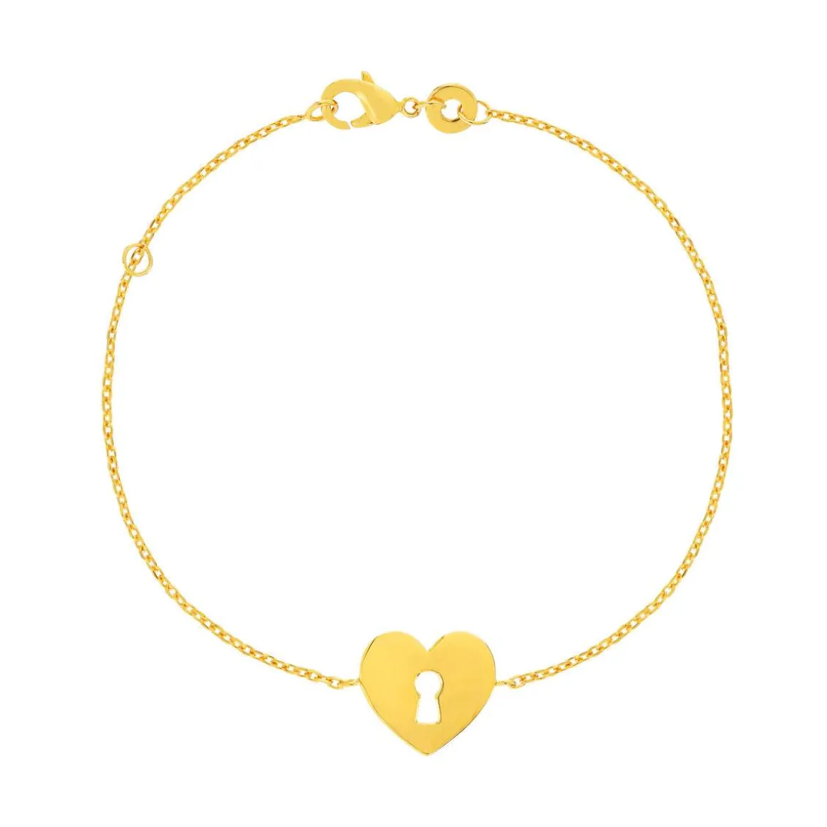 Bracelet plaqué or motif coeur et serrure 18 cm