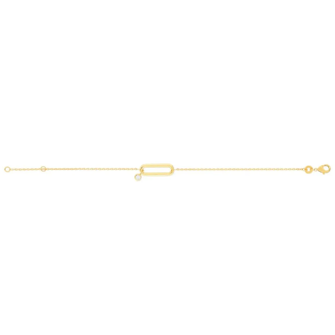 Bracelet plaqué or motif ovale zirconia 18 cm