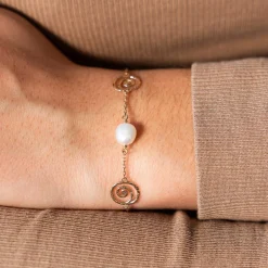 Bracelet plaqué or perle imitation 18 cm