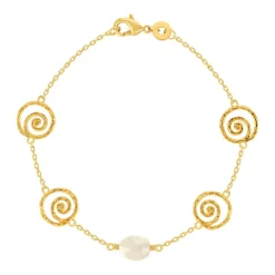 Bracelet plaqué or perle imitation 18 cm