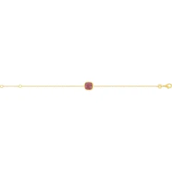 Bracelet plaqué or pierre synthétique rouge 18 cm