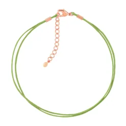 Bracelet plaqué or rose cordon coton vert
