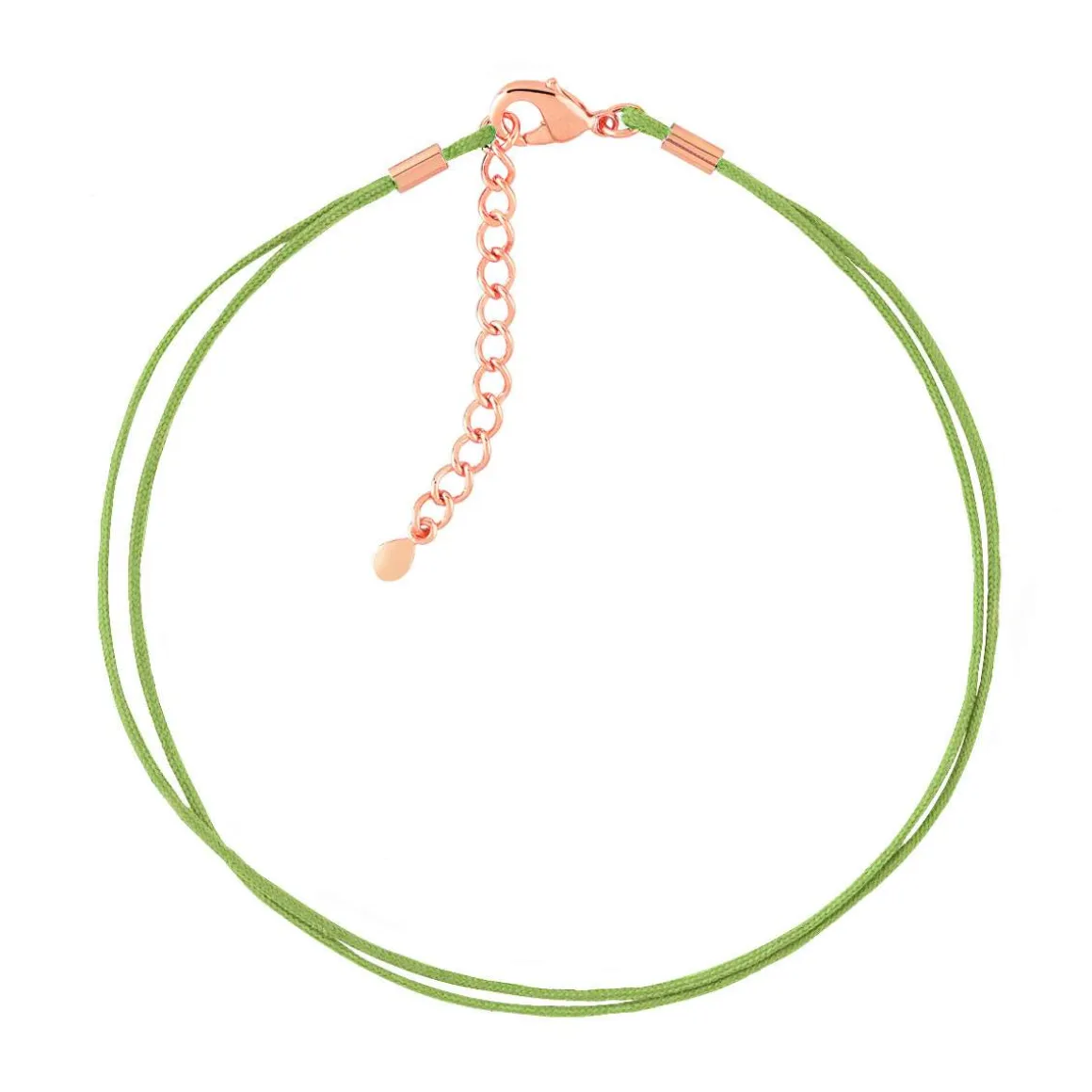 Bracelet plaqué or rose cordon coton vert