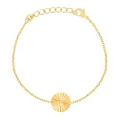 Bracelet plaqué or soleil strié 18 cm