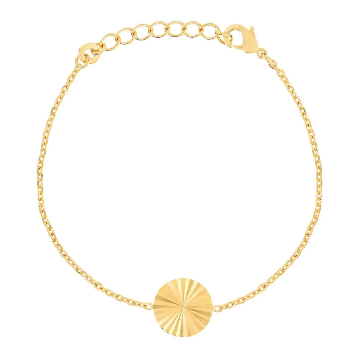 Bracelet plaqué or soleil strié 18 cm