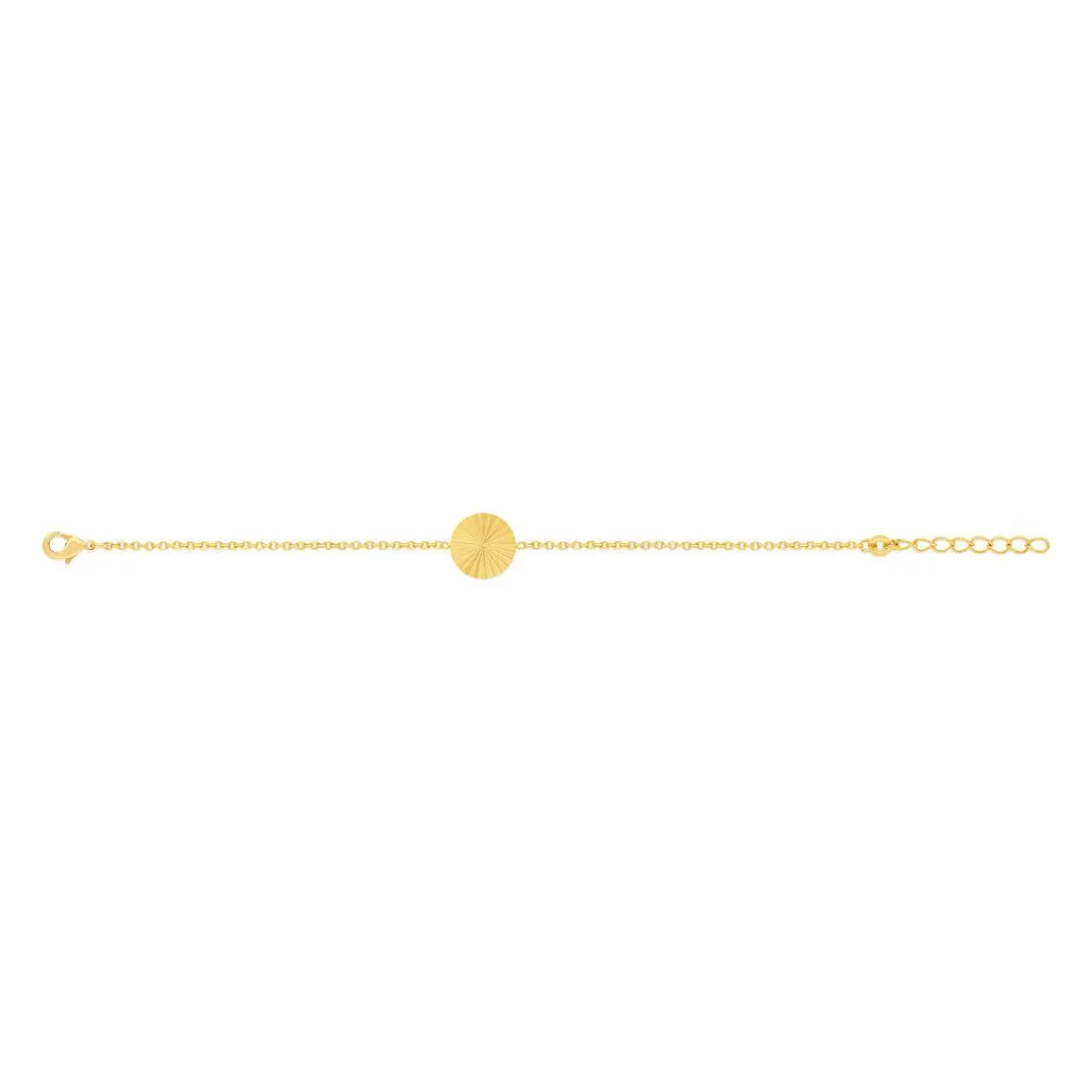 Bracelet plaqué or soleil strié 18 cm