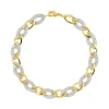 Bracelet plaqué or 2 tons maille et zirconias 19 cm