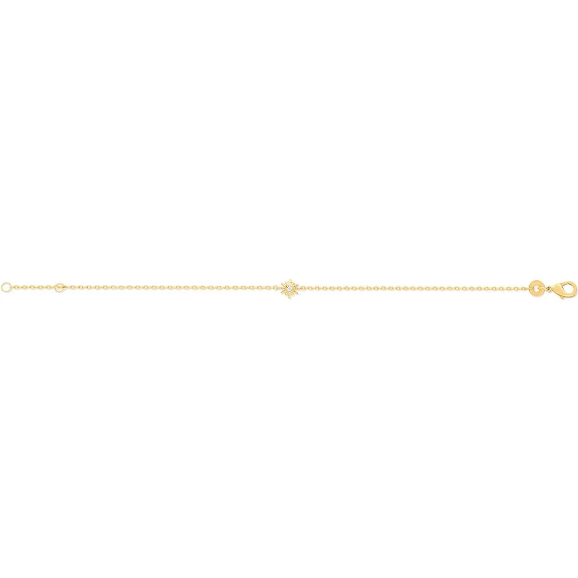 Bracelet plaqué or zirconia 18 cm motif soleil