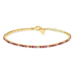 Bracelet plaqué or zirconias roses 18 cm