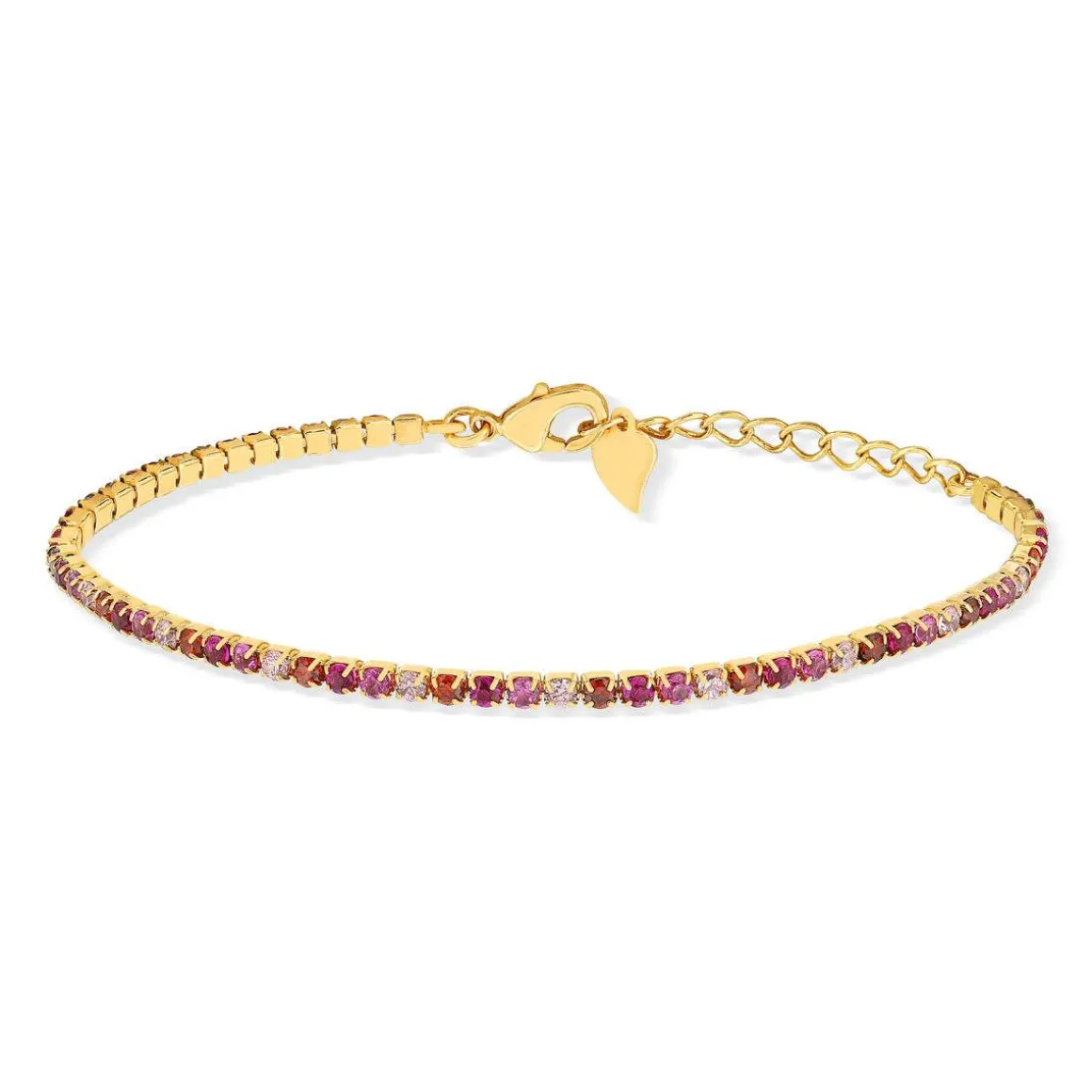 Bracelet plaqué or zirconias roses 18 cm