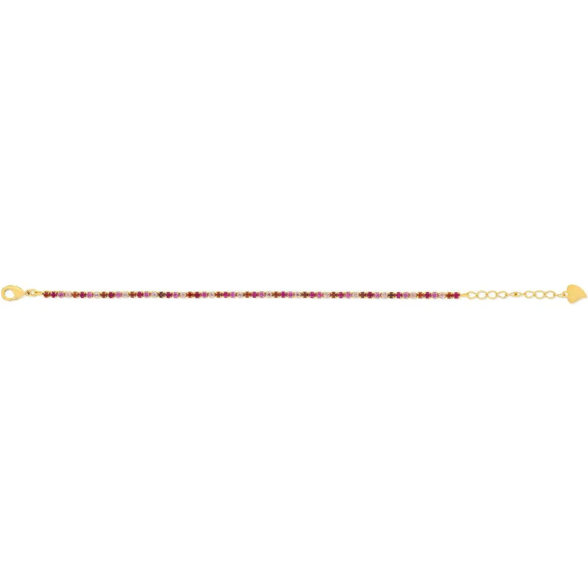 Bracelet plaqué or zirconias roses 18 cm